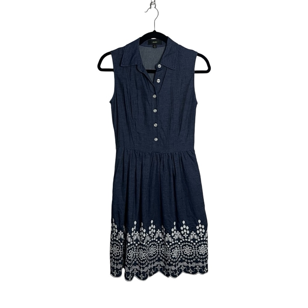 Maia Blue Denim Cambray Sleeveless Fit & Flare Dress Size 2